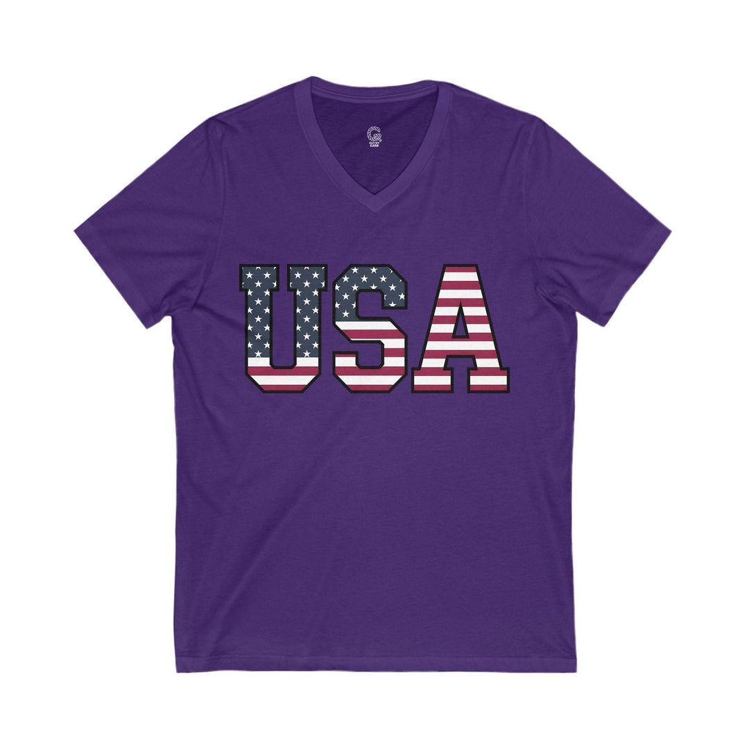 Patriotic V-Neck T-Shirt USA Flag Design - Gutsy Garb