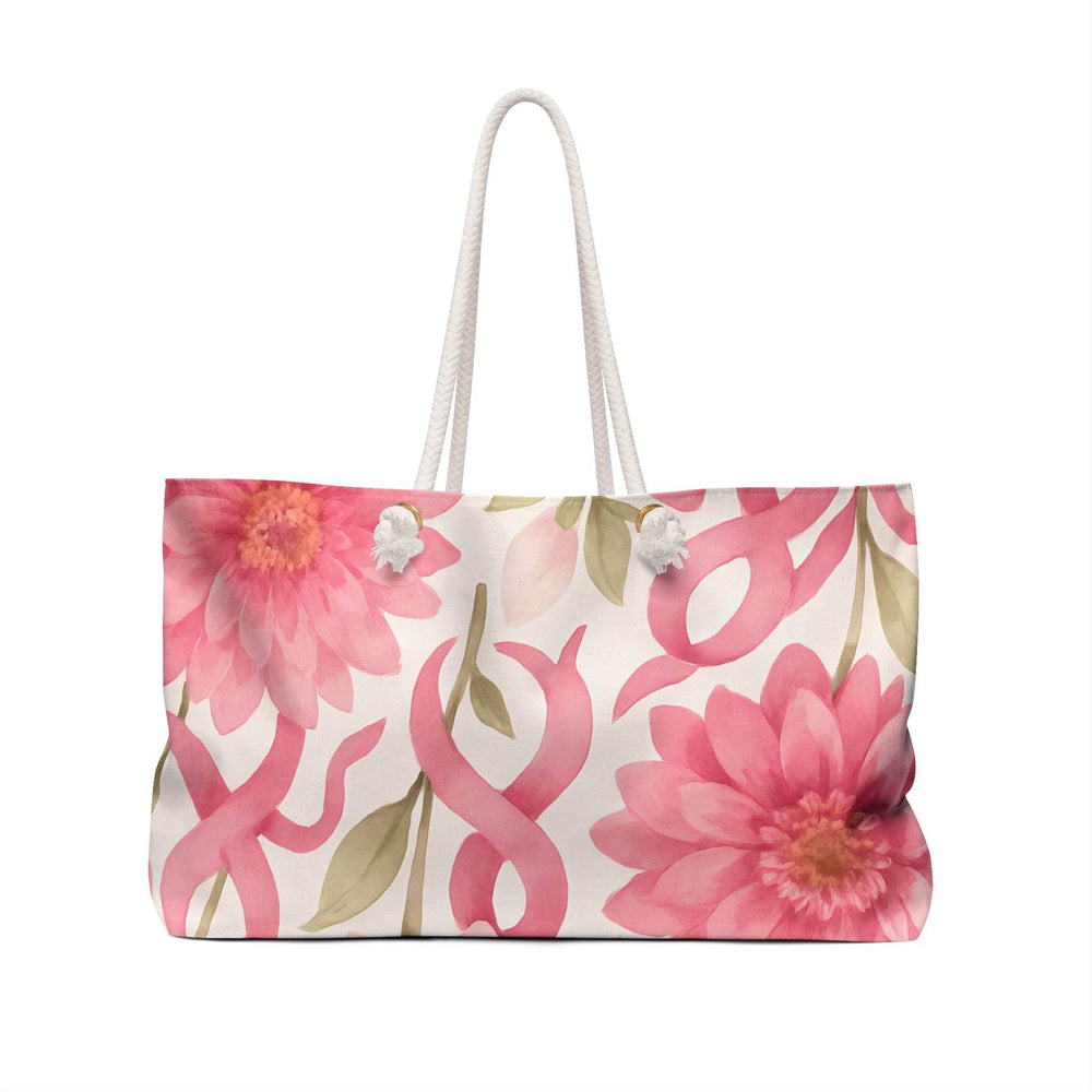Stylish Awareness Flower Tote Bag with Pink Ribbon Design - Gutsy Garb