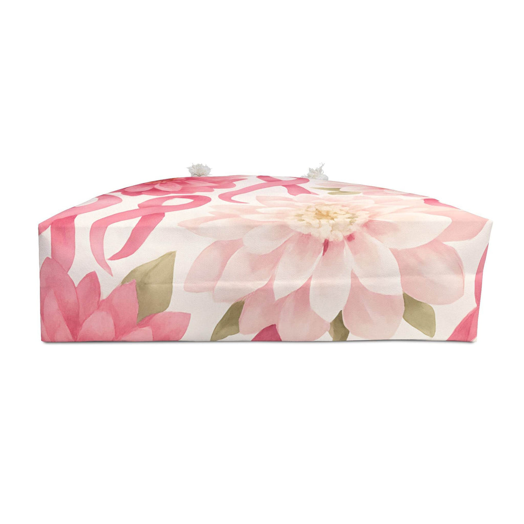 Stylish Awareness Flower Tote Bag with Pink Ribbon Design - Gutsy Garb