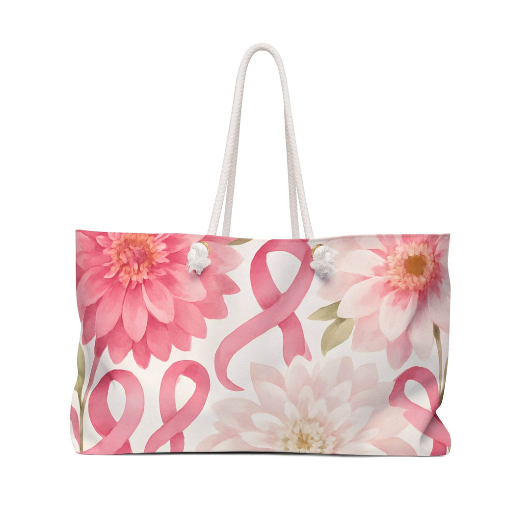 Stylish Awareness Flower Tote Bag with Pink Ribbon Design - Gutsy Garb