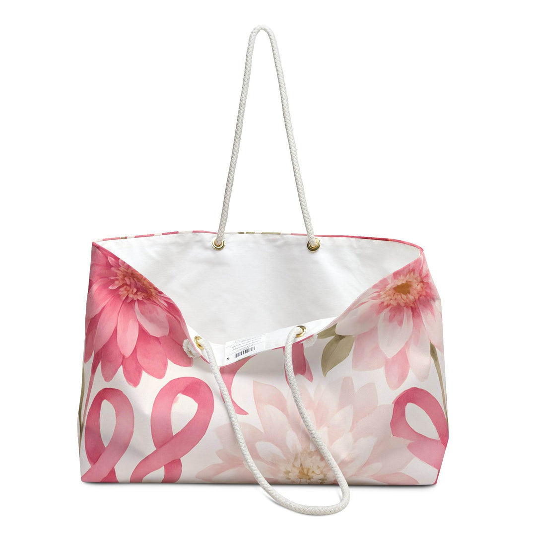 Stylish Awareness Flower Tote Bag with Pink Ribbon Design - Gutsy Garb