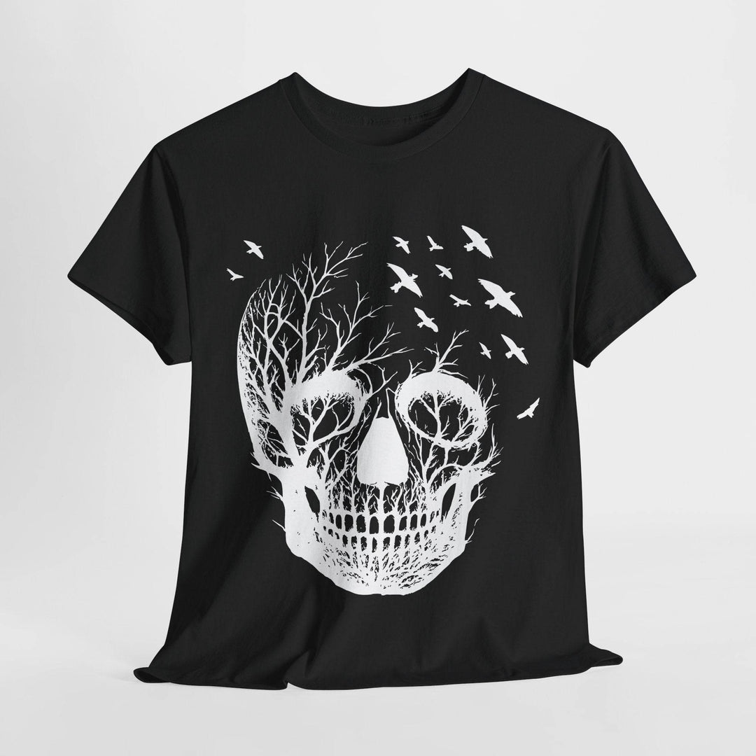Skull and Birds Graphic Tee - Bold Streetwear - Gutsy Garb