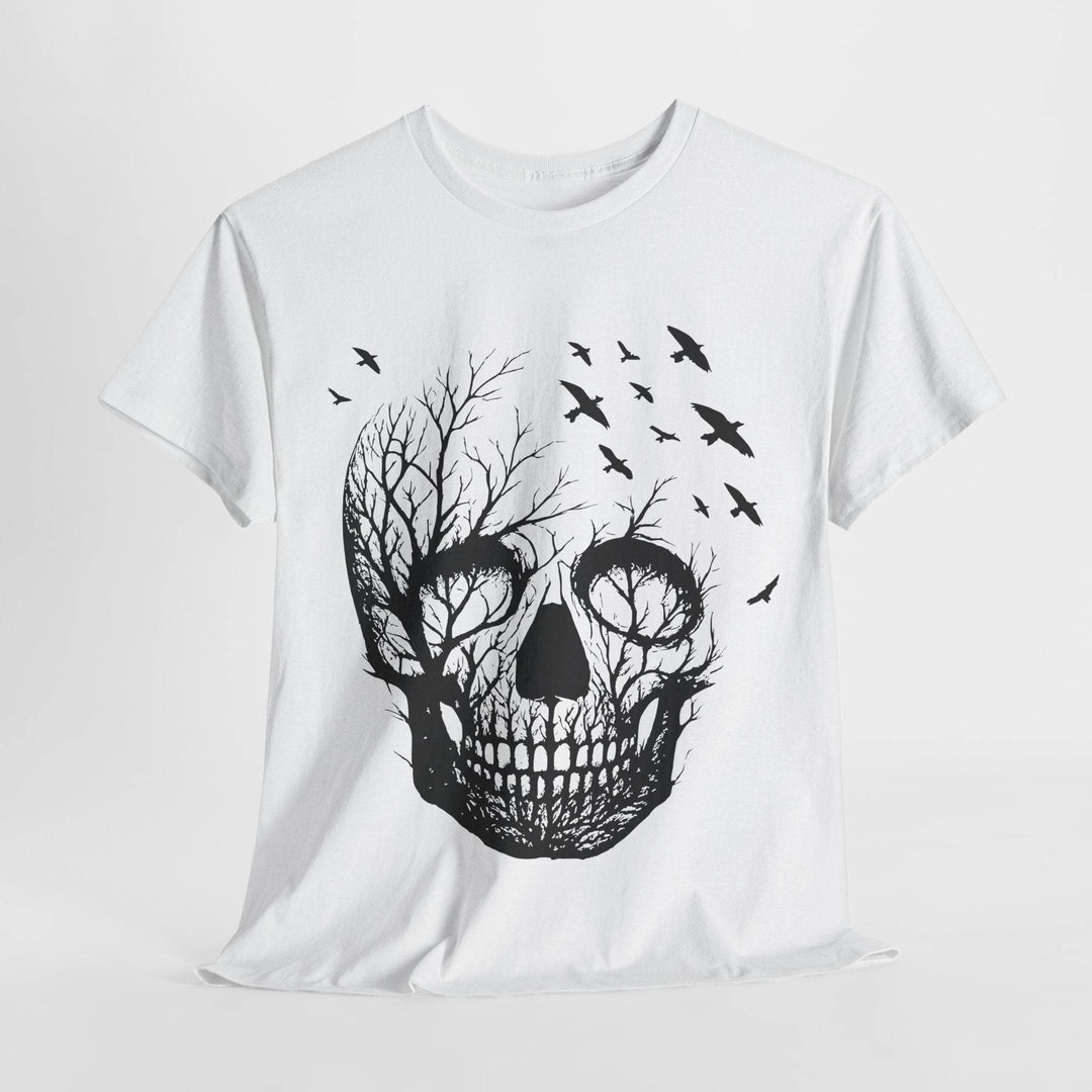 Skull and Birds Graphic Tee - Bold Streetwear - Gutsy Garb