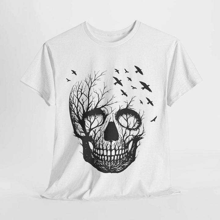Skull and Birds Graphic Tee - Bold Streetwear - Gutsy Garb